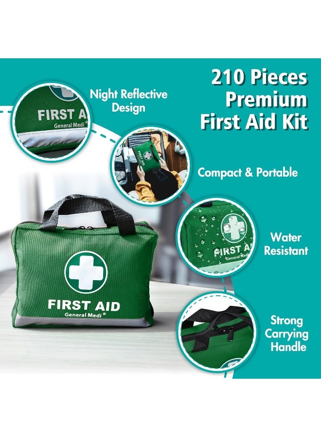 General Medi 210 Piece First Aid Kit- Emergency kit - Reflective Design - Includes Eyewash, Ice(Cold) Pack, Moleskin Pad and Emergency Blanket for Travel, Home, Office, Car, Workplace & Outdoor - Image 4